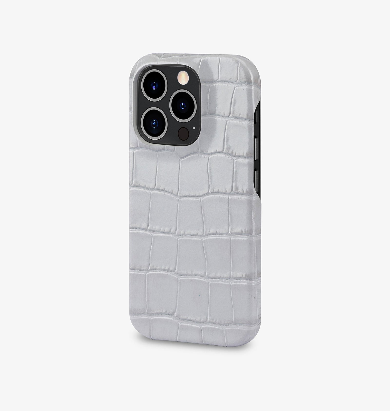 iPhone 15 Pro — Vitello stampato coccodrillo — Grigio lucido — Visualizza immagine 2