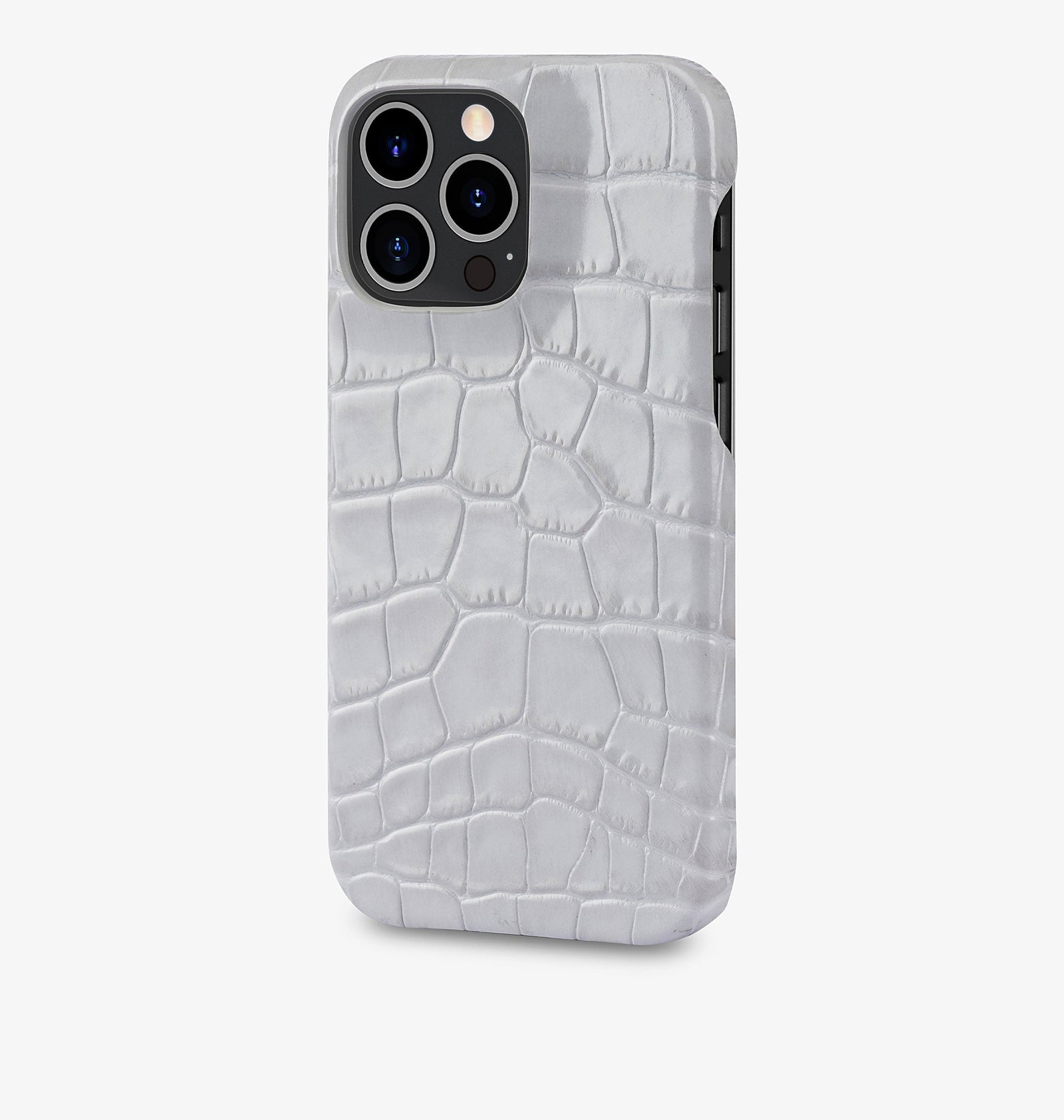 iPhone 15 Pro Max — Vitello stampato coccodrillo — Grigio lucido — Visualizza immagine 2