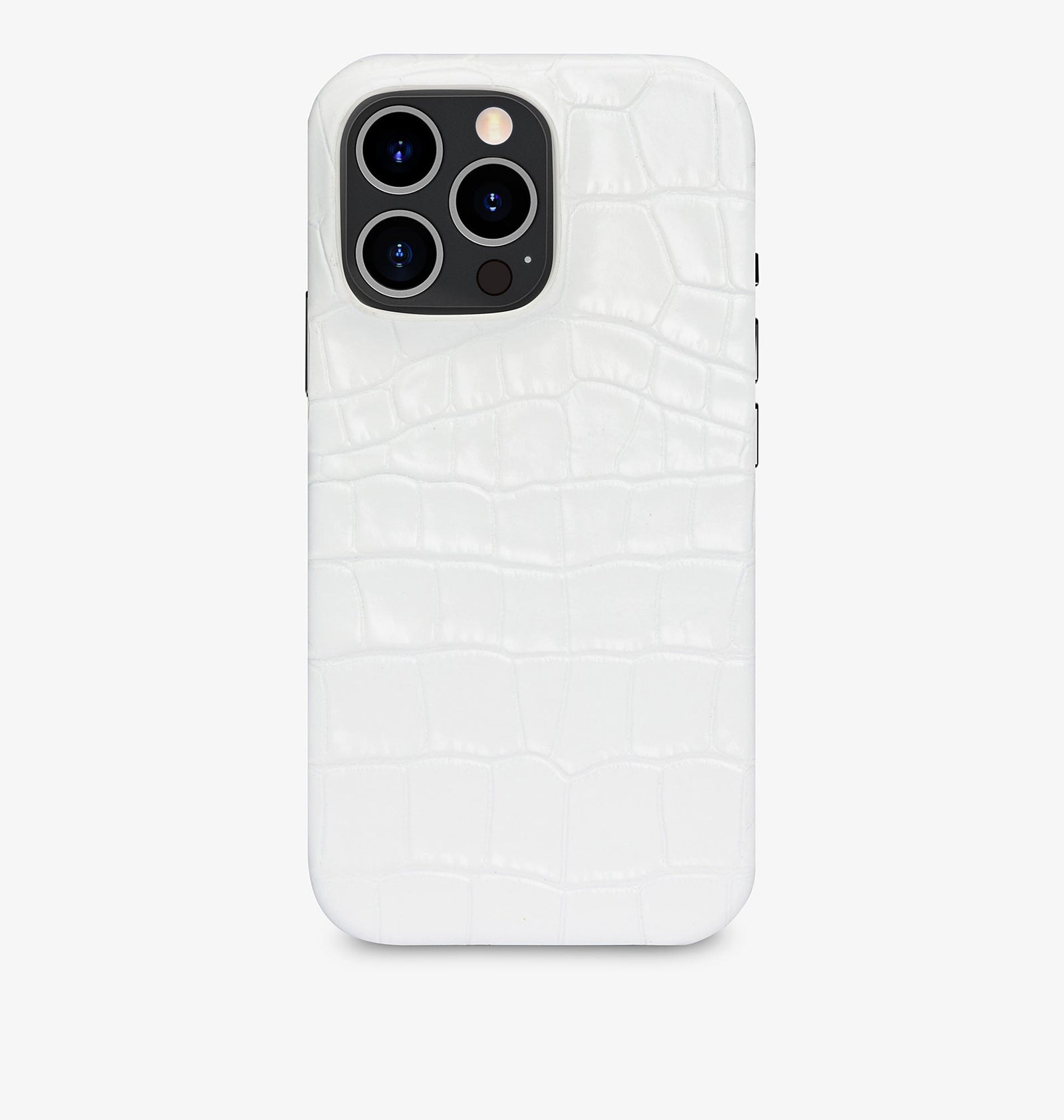 iPhone 15 Pro Max — Vitello stampato coccodrillo — Bianco lucido — Visualizza immagine 1