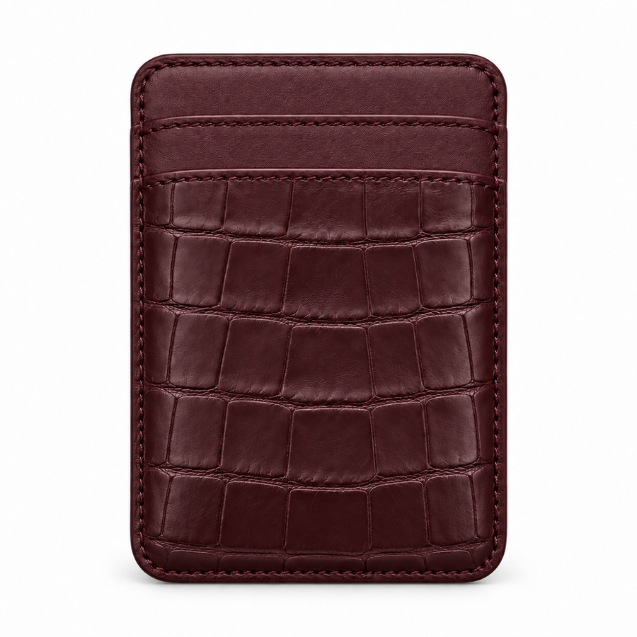 MagSafe Card Holder — Double Pocket — Alligator — Burgundy
