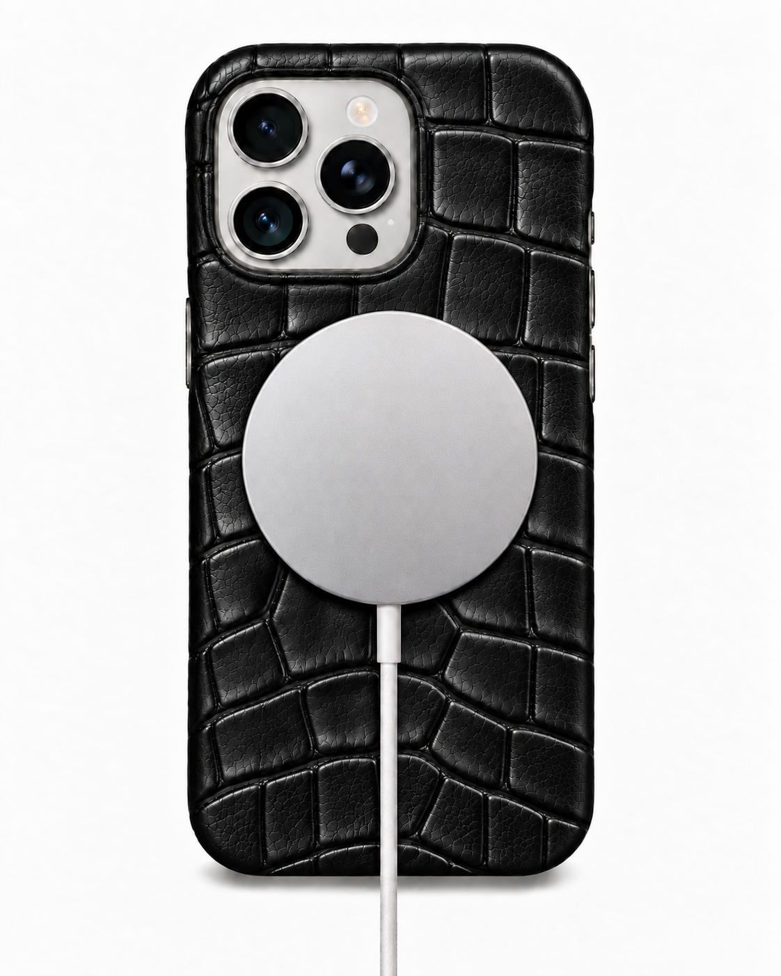iPhone 16 Pro — Crocodile-embossed calfskin — Glossy Black — View image 5