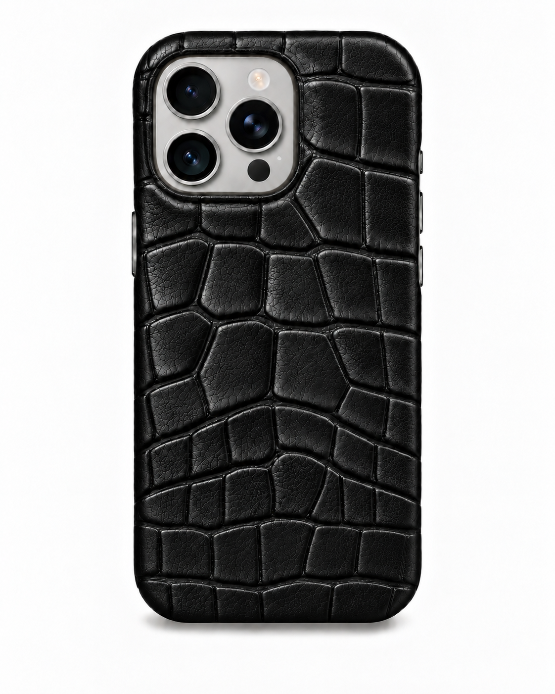 iPhone 16 Pro — Crocodile-embossed calfskin — Glossy Black — View image 1