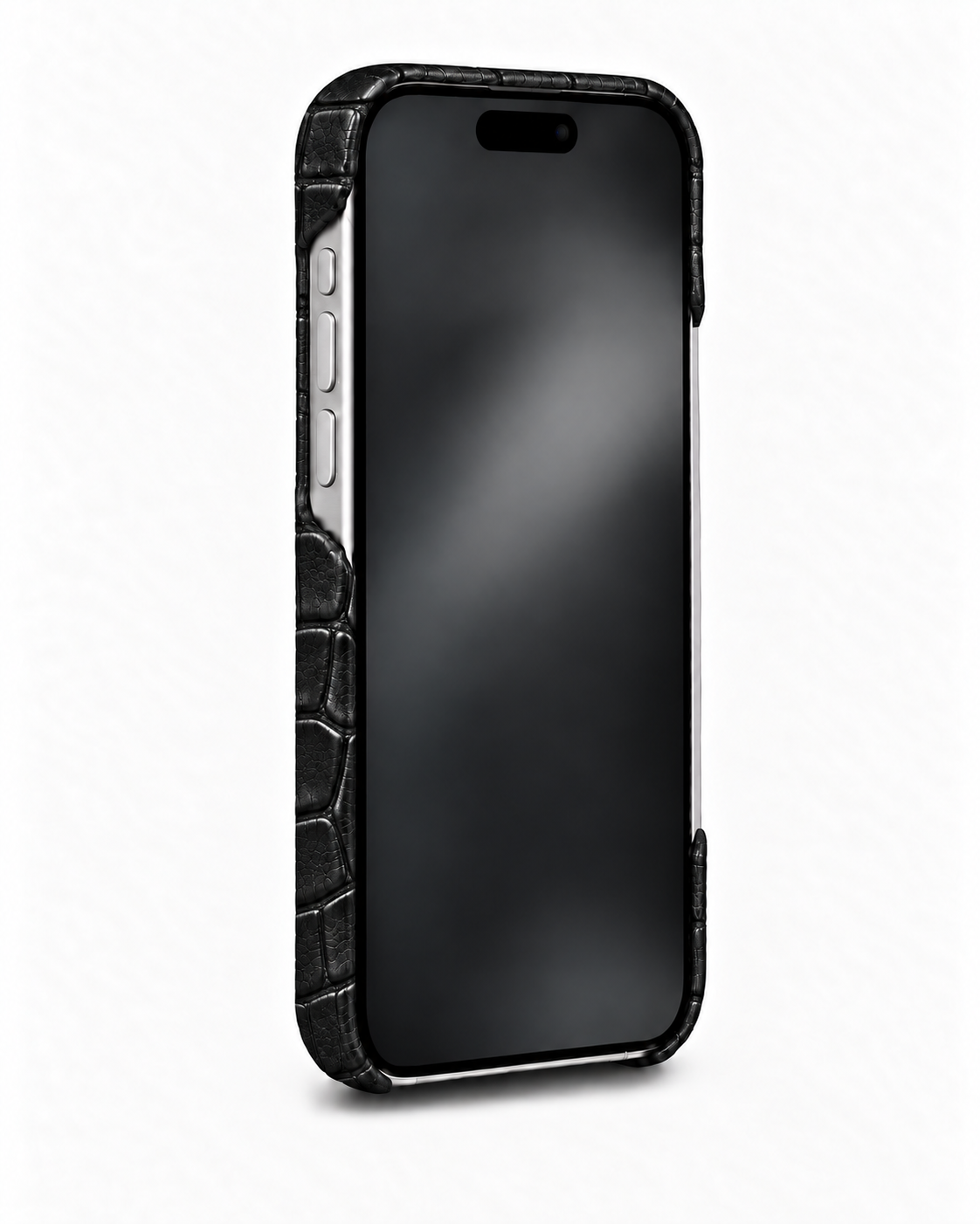 iPhone 16 Pro — Crocodile-embossed calfskin — Glossy Black — View image 3