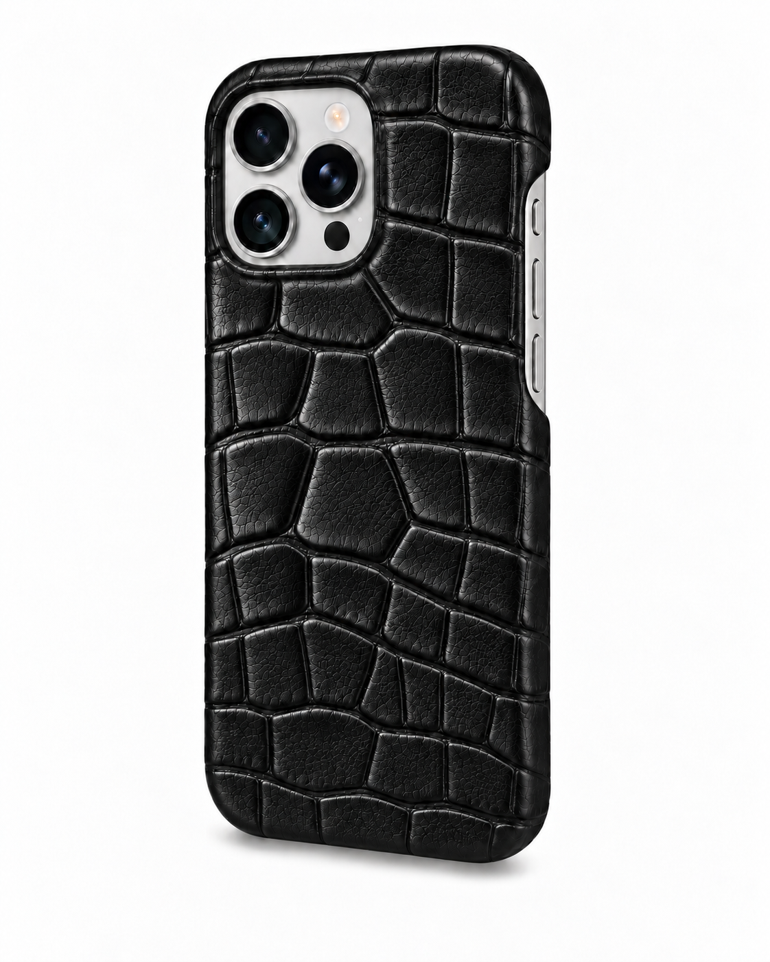 iPhone 16 Pro — Crocodile-embossed calfskin — Glossy Black — View image 2