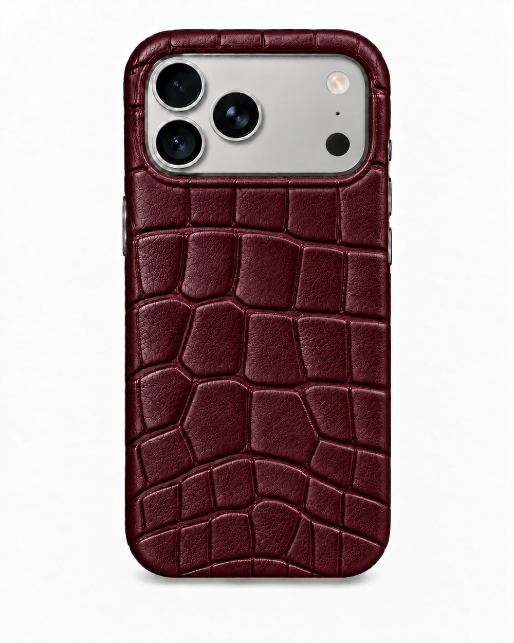 iPhone 17 Pro — Vitello stampa coccodrillo — Bordeaux