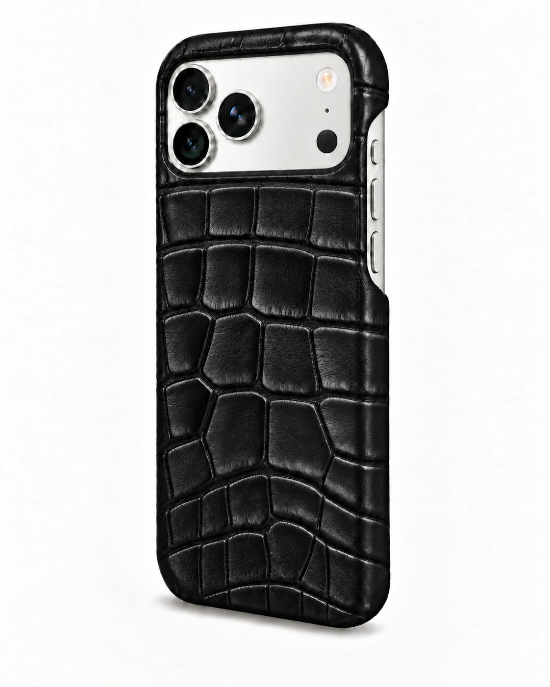iPhone 18 Pro Max — Crocodile-embossed calfskin — Glossy Black — View image 2