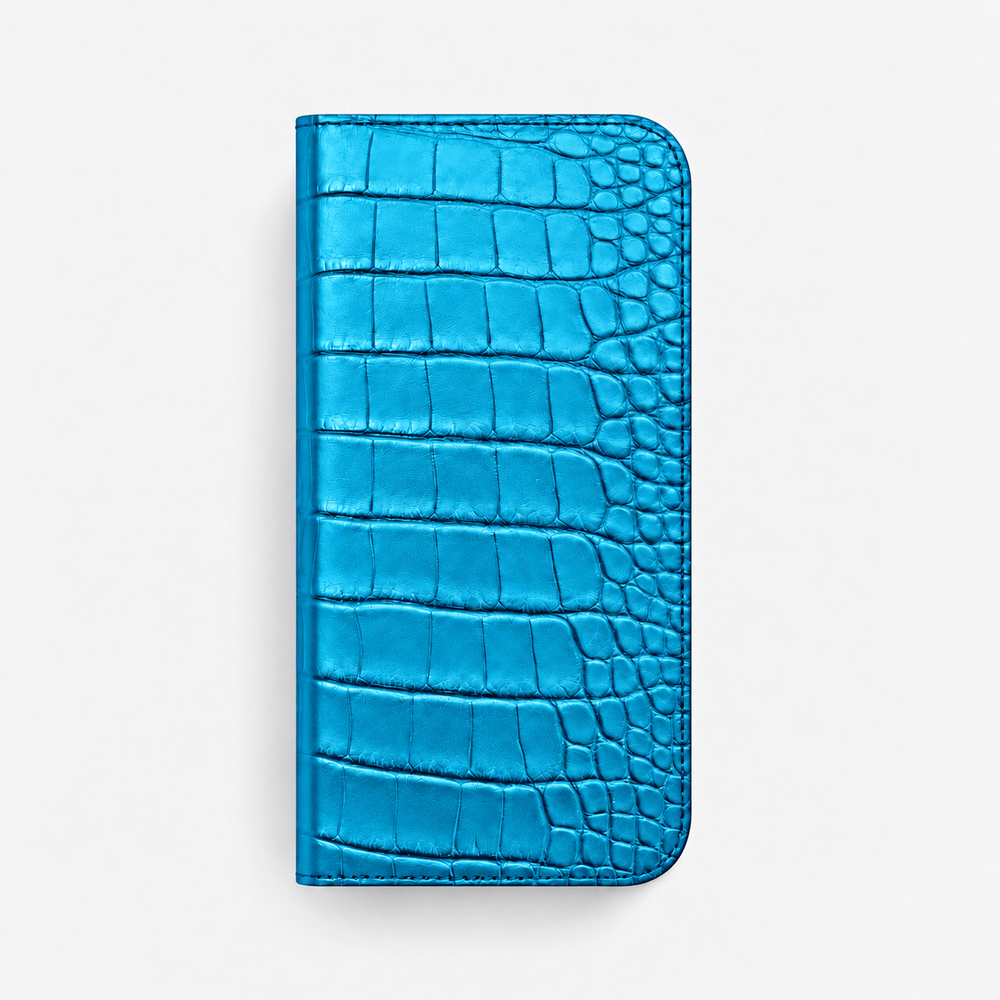 iPhone 18 Pro — Folio Alligator — Aqua Blue