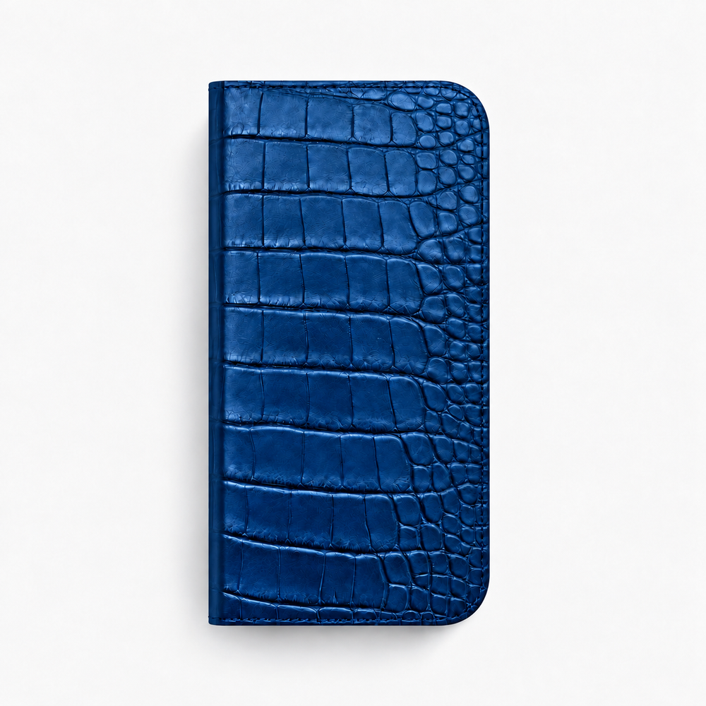 iPhone 17 Pro — Folio Alligator — Bleu océan