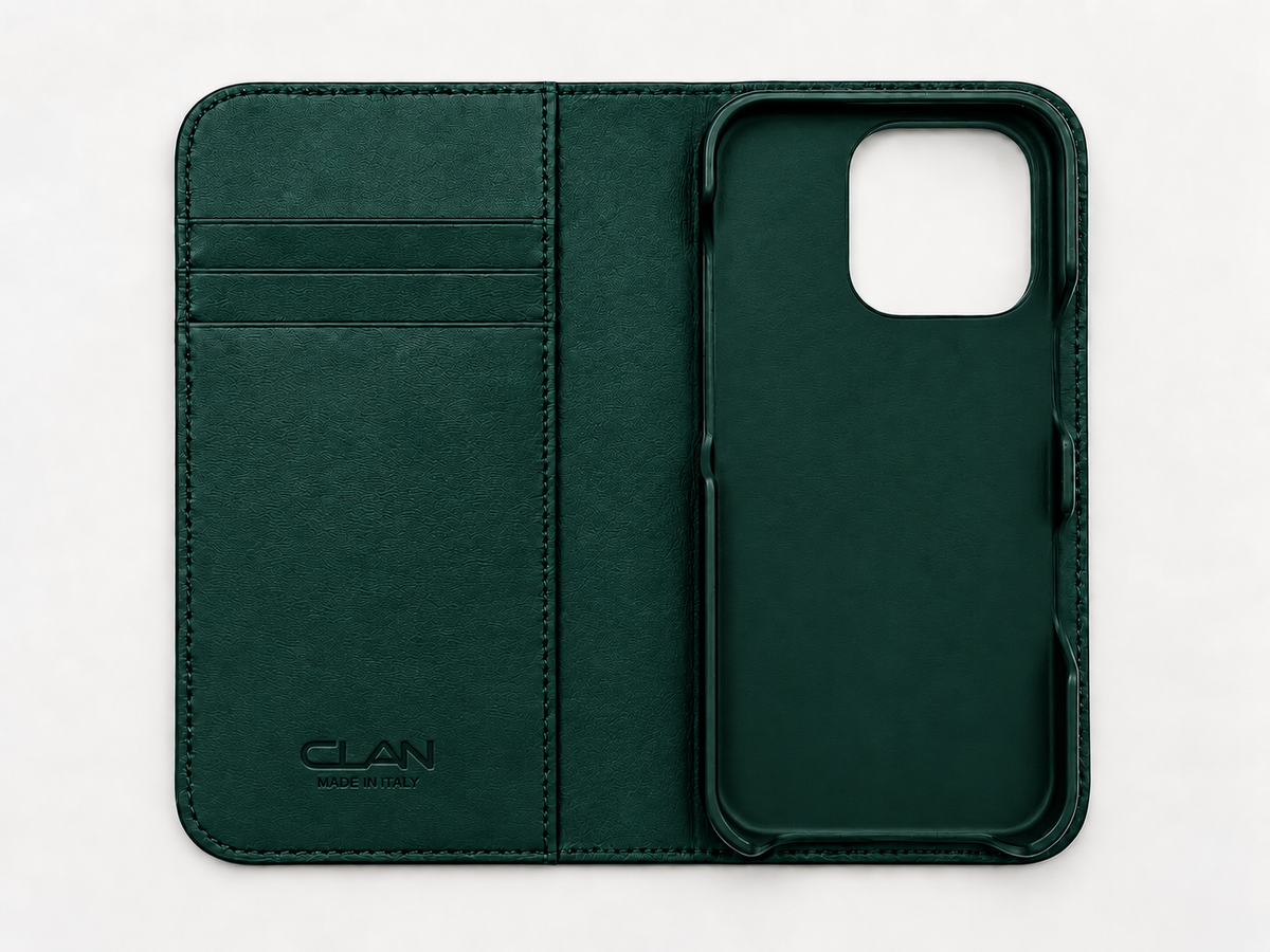 iPhone 16 Pro — Vitello stampa alligatore — Verde scuro — Visualizza immagine 2