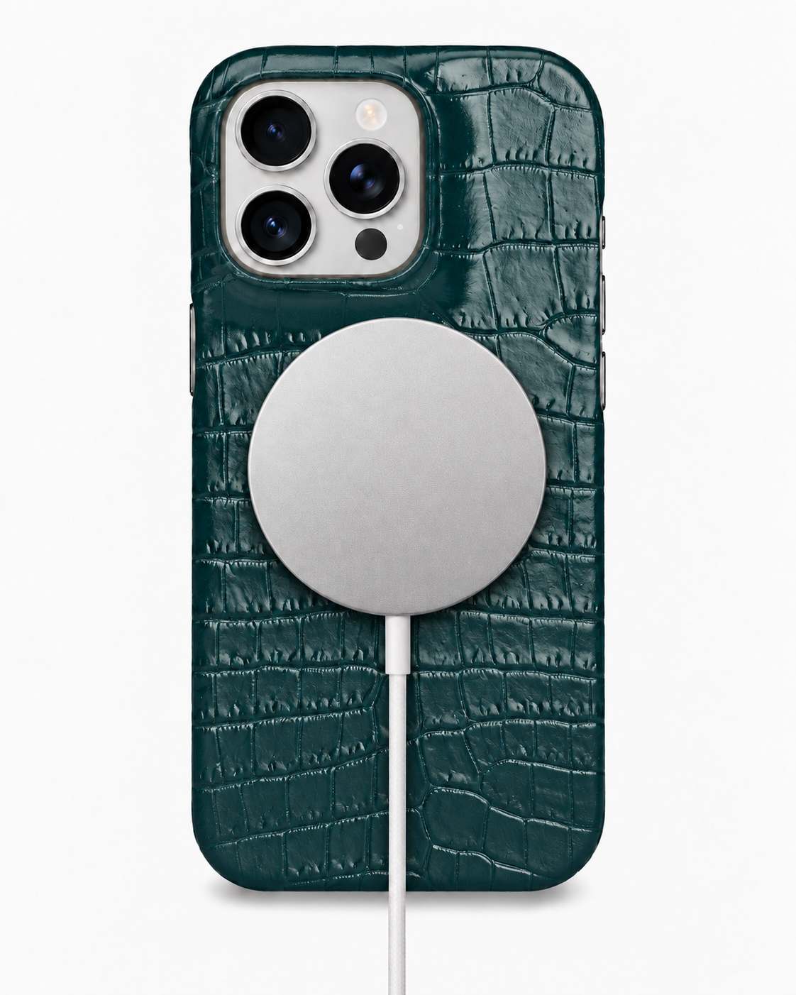 iPhone 16 Pro — Veau embossé crocodile — Vert foncé — Voir l’image 5
