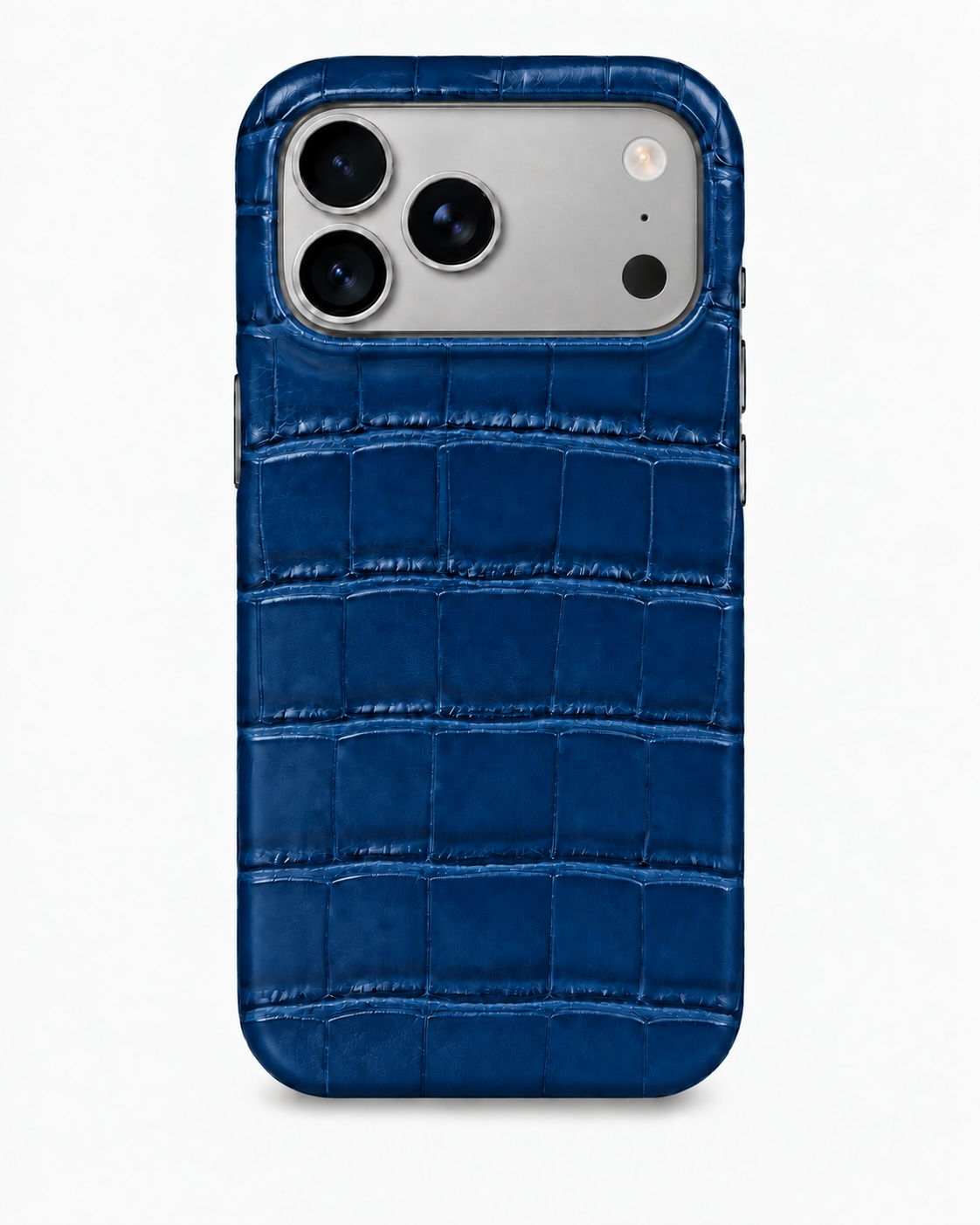 iPhone 17 Pro — Veau embossé crocodile — Bleu — Voir l’image 1