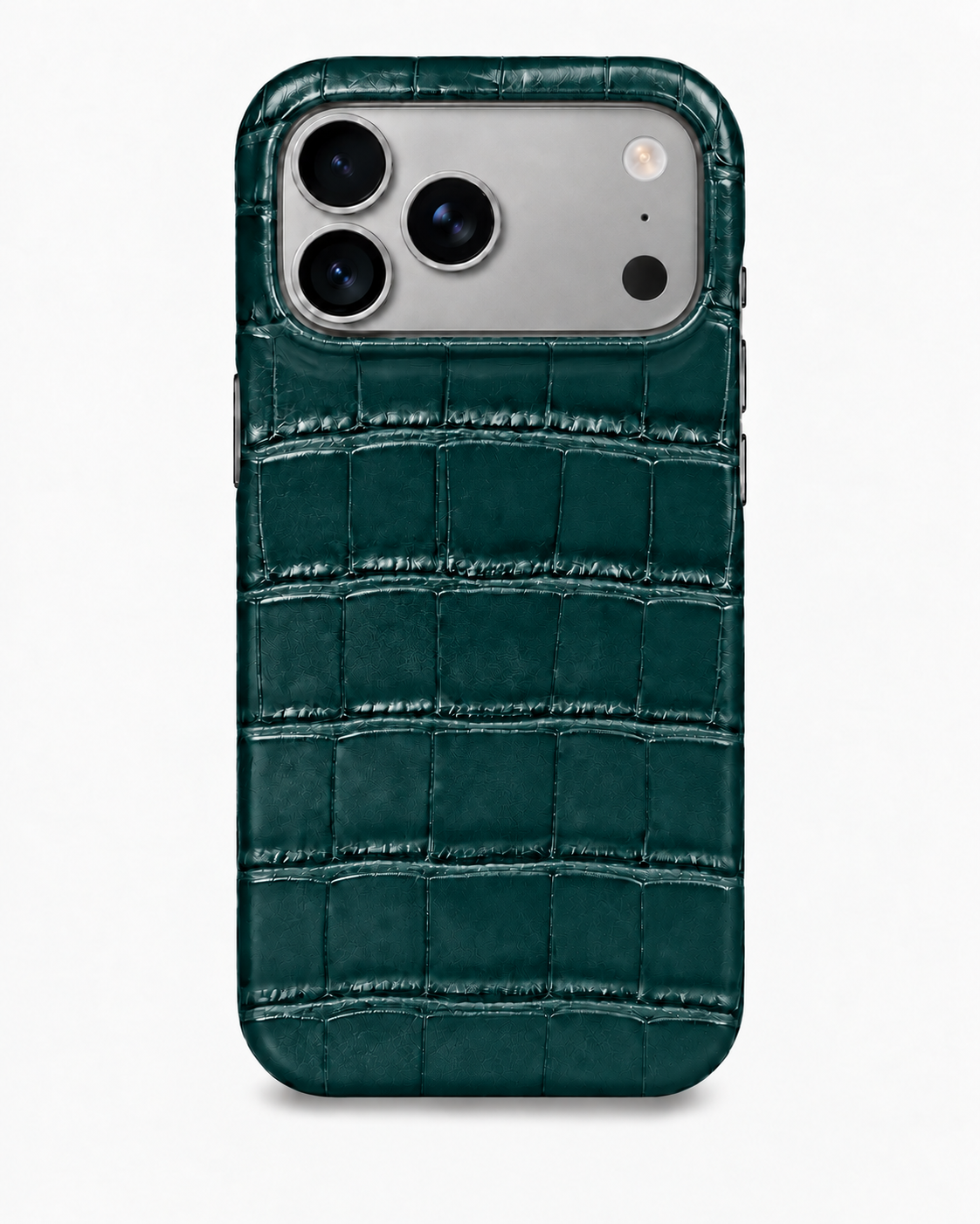 iPhone 17 Pro — Veau embossé crocodile — Vert foncé — Voir l’image 1