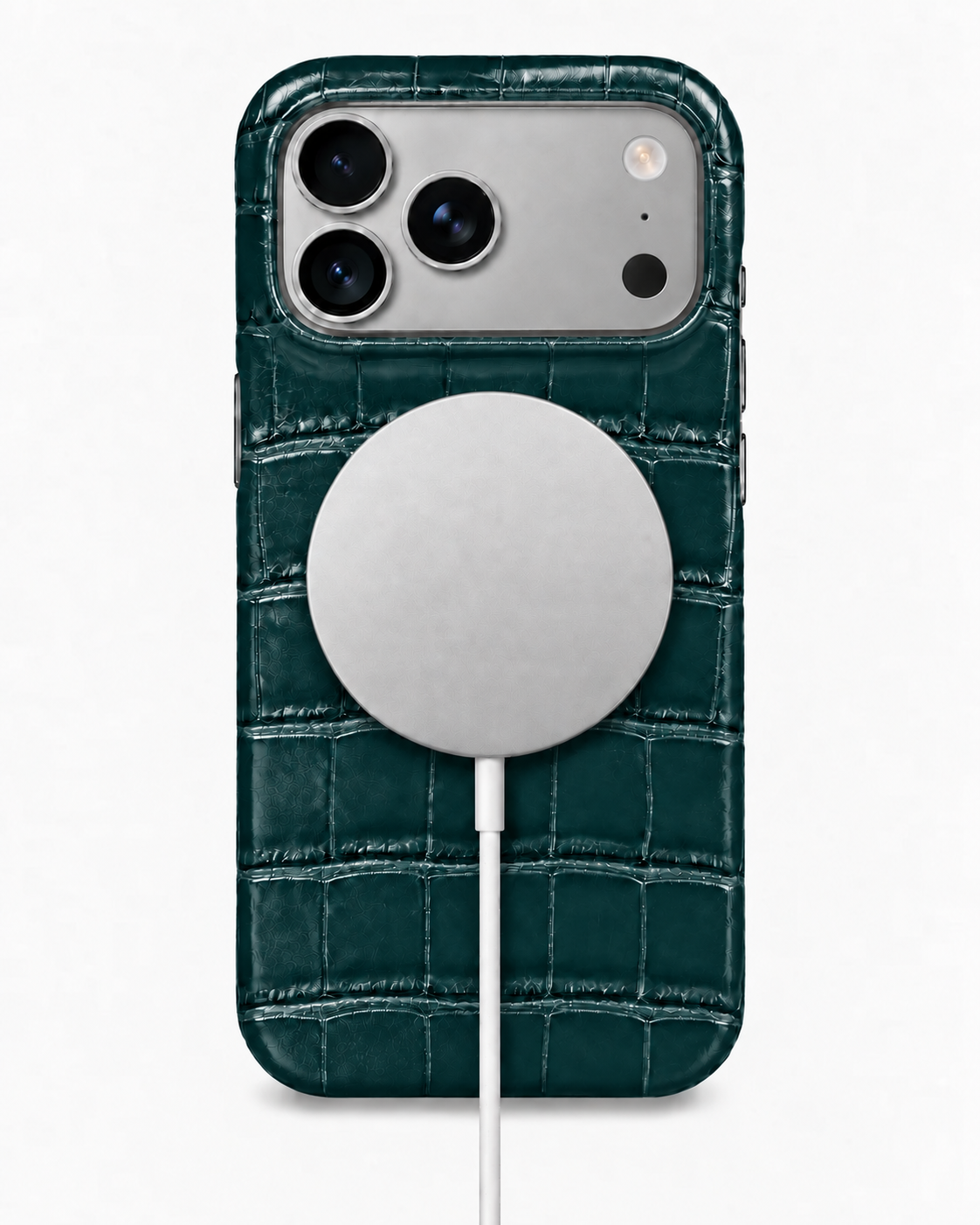 iPhone 17 Pro — Veau embossé crocodile — Vert foncé — Voir l’image 5