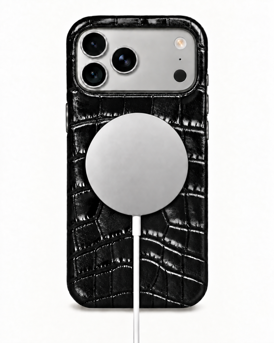iPhone 18 Pro Max — Crocodile-embossed calfskin — Glossy Black — View image 5