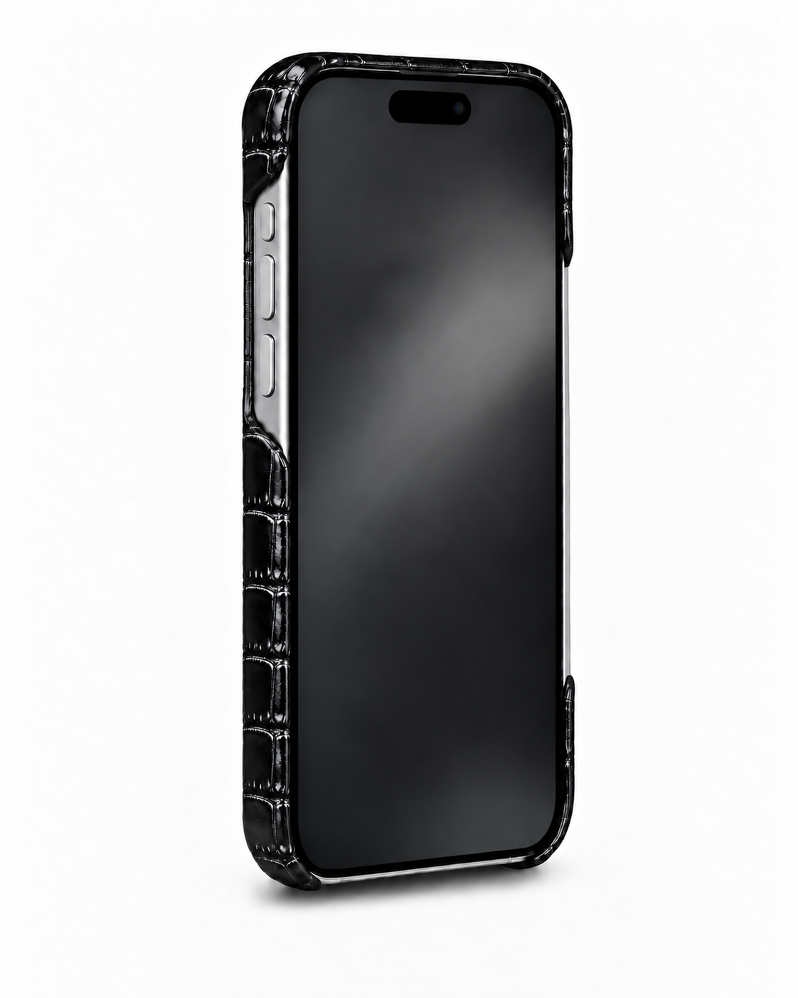 iPhone 17 Pro — Veau embossé crocodile — Noir brillant — Voir l’image 3