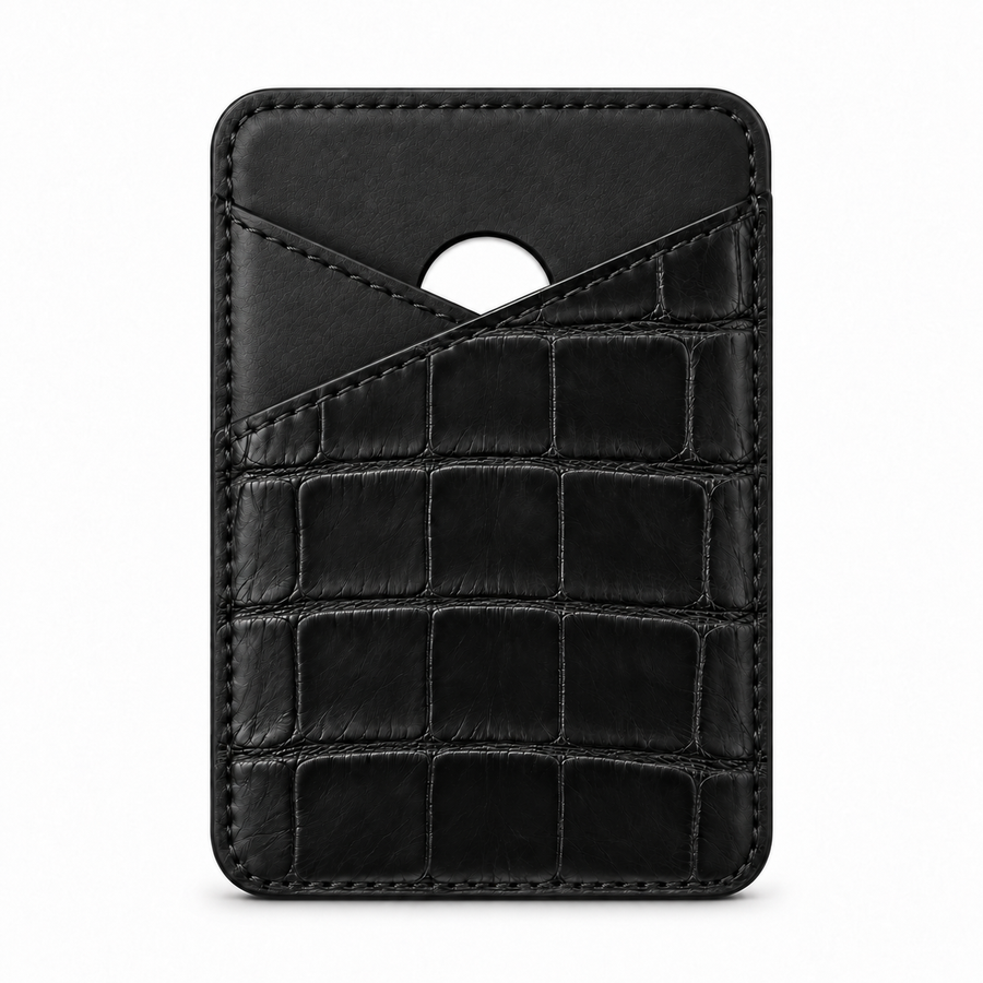 MagSafe Card Holder — Cross Pocket — Alligator — Black