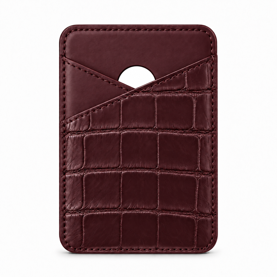 MagSafe Card Holder — Cross Pocket — Alligator — Burgundy