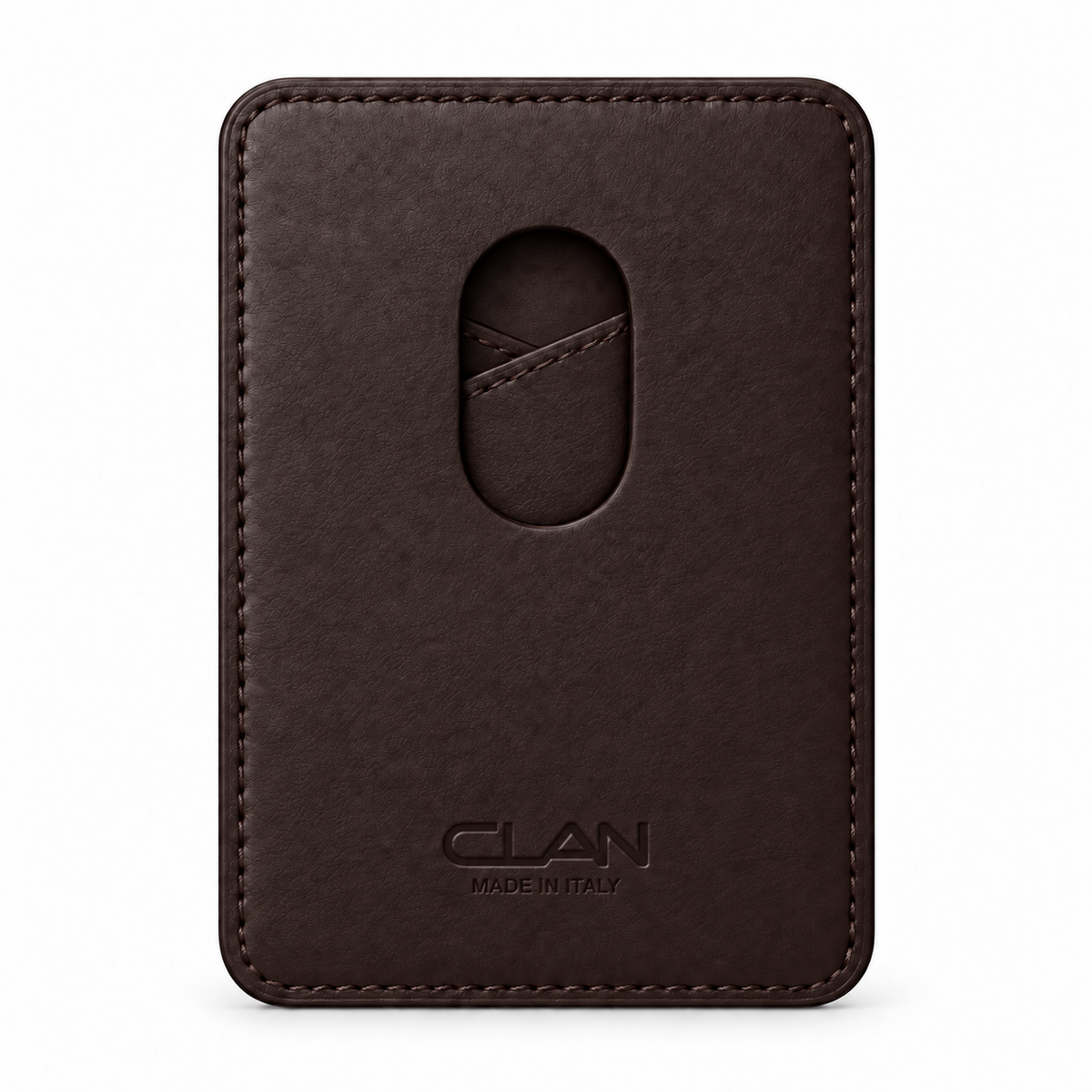 CLAN MagSafe Cross Pocket card holder — alligator and matching smooth calfskin — Dark Brown — back