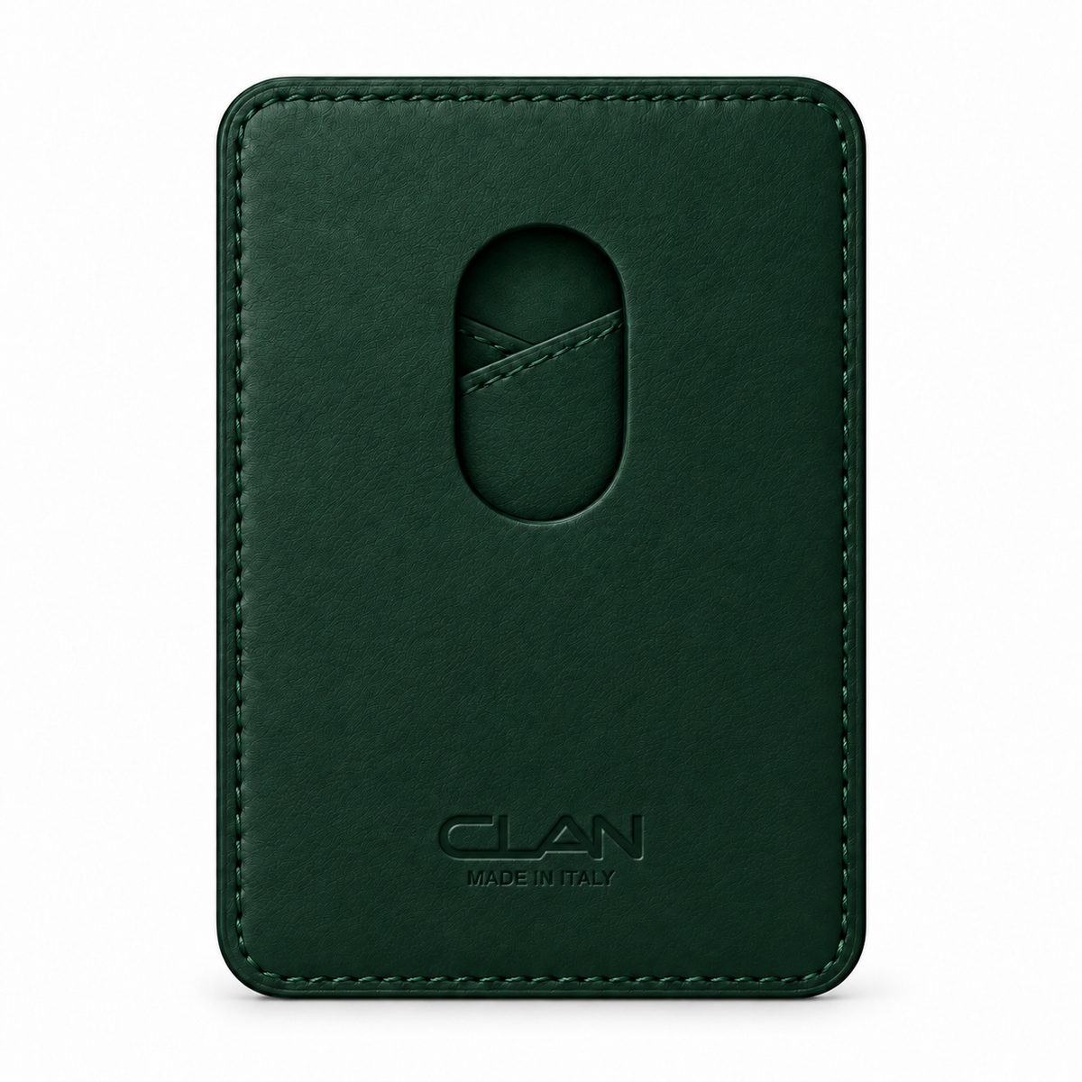 CLAN MagSafe Cross Pocket card holder — alligator and matching smooth calfskin — Dark Green — back