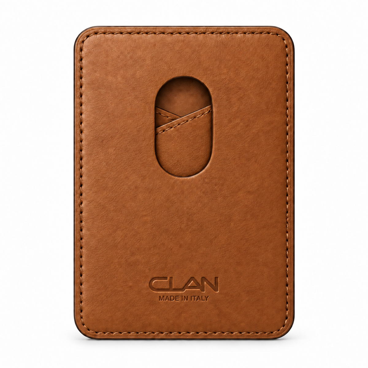 CLAN MagSafe Cross Pocket card holder — alligator and matching smooth calfskin — Light Brown — back