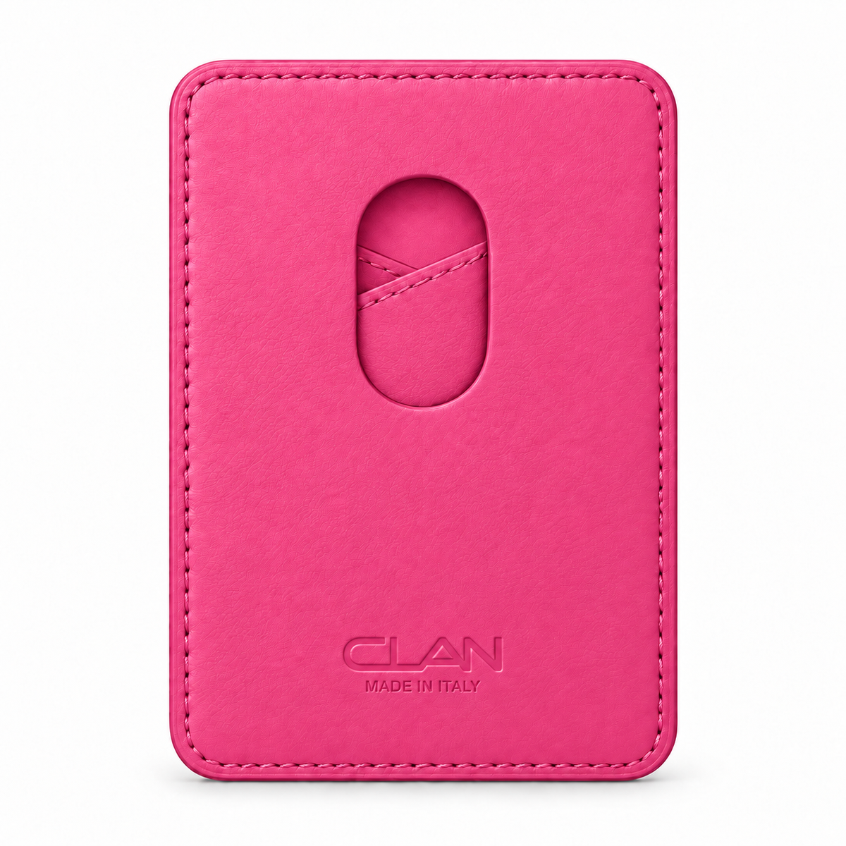CLAN MagSafe Cross Pocket card holder — alligator and matching smooth calfskin — Pink — back