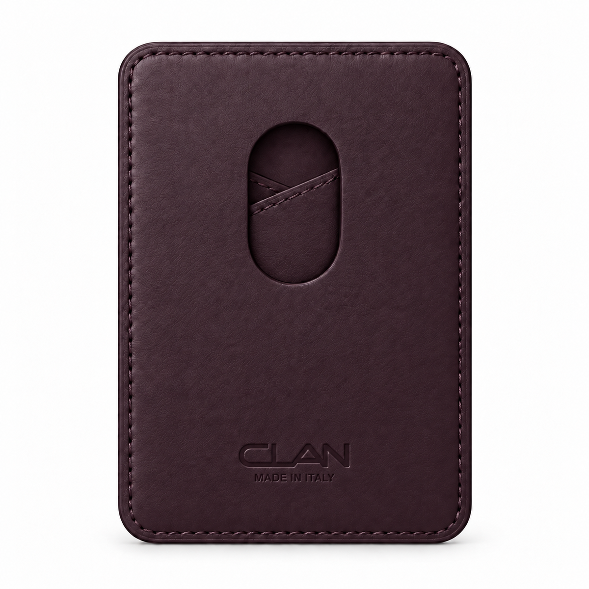 CLAN MagSafe Cross Pocket card holder — alligator and matching smooth calfskin — Purple — back