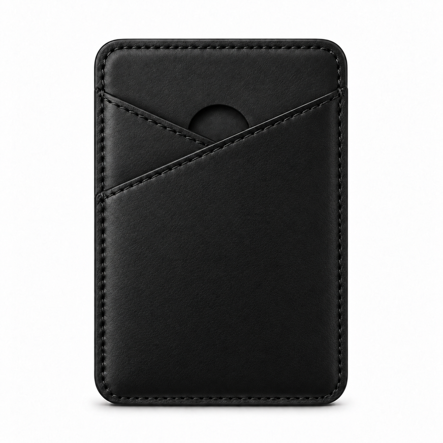 CLAN MagSafe Cross Pocket card holder — smooth calfskin — Black — front