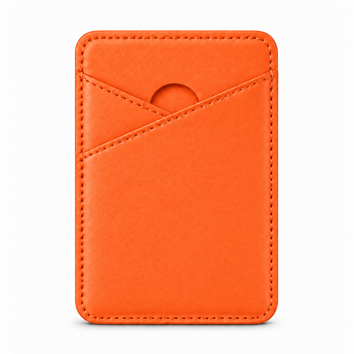 CLAN MagSafe Cross Pocket card holder — smooth calfskin — Orange — front