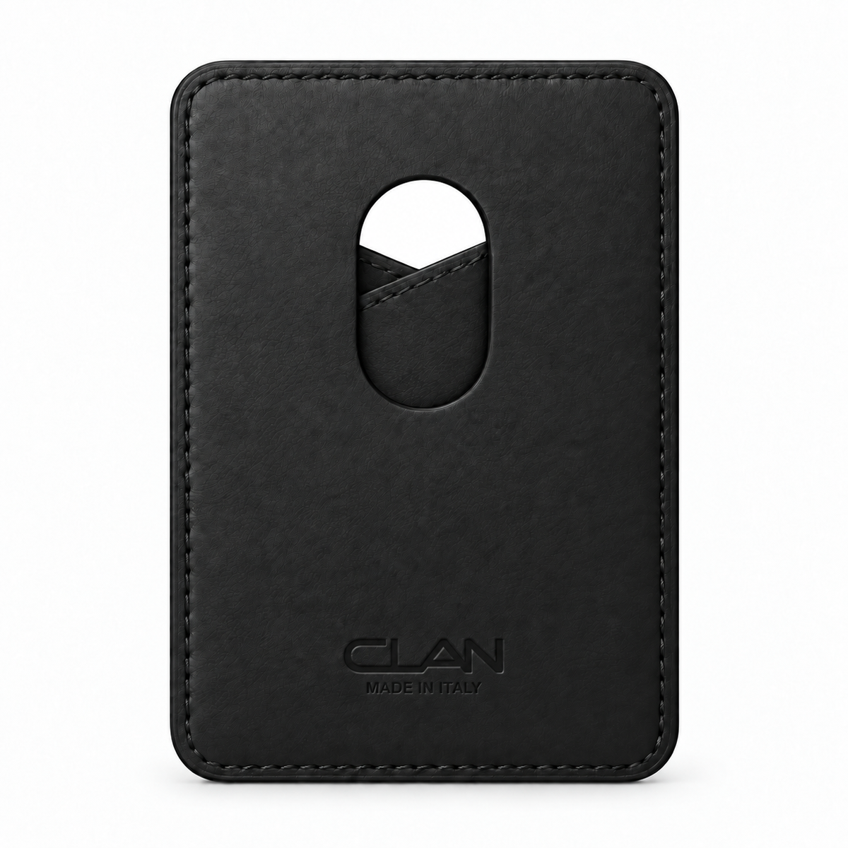 MagSafe Card Holder — Cross Pocket — Crocodile Embossed Calfskin — Black