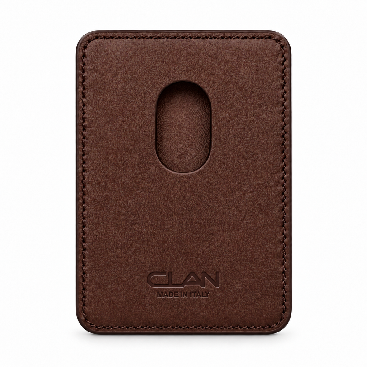 CLAN MagSafe Double Pocket card holder — alligator and matching smooth calfskin — Brown — back