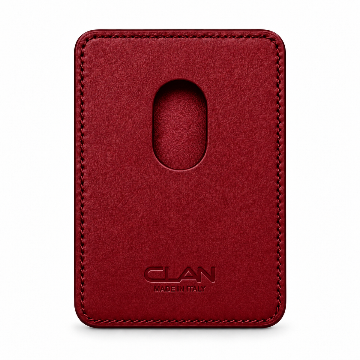 CLAN MagSafe Double Pocket card holder — alligator and matching smooth calfskin — Cherry Red — back