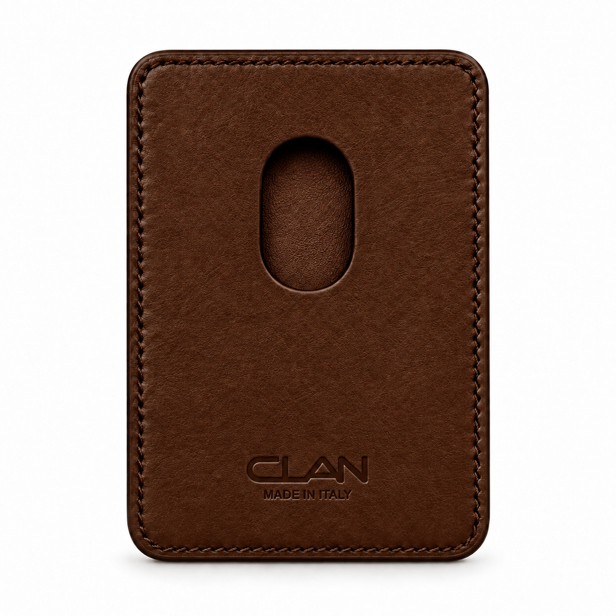 CLAN MagSafe Double Pocket card holder — alligator and matching smooth calfskin — Chocolate — back
