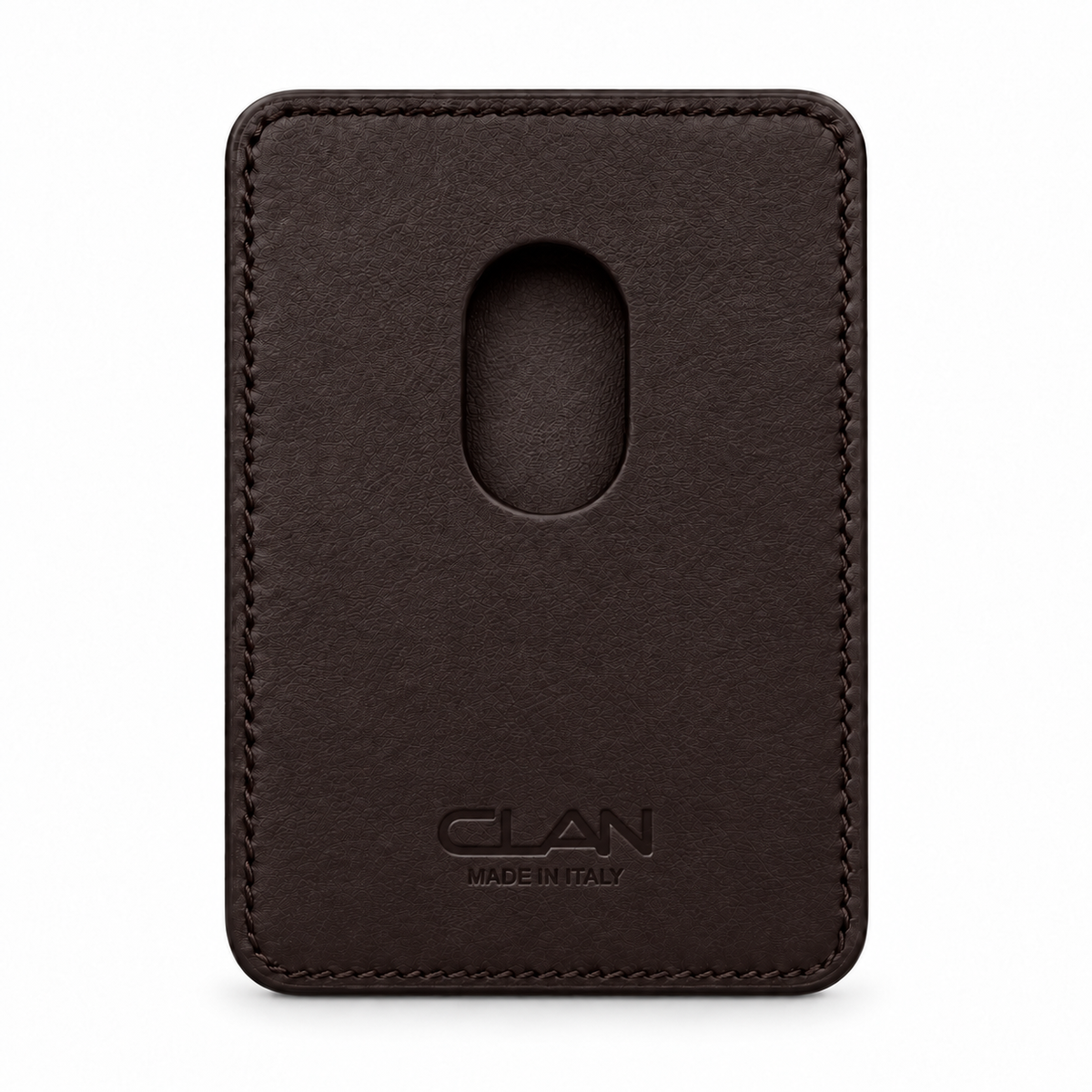 CLAN MagSafe Double Pocket card holder — alligator and matching smooth calfskin — Dark Brown — back