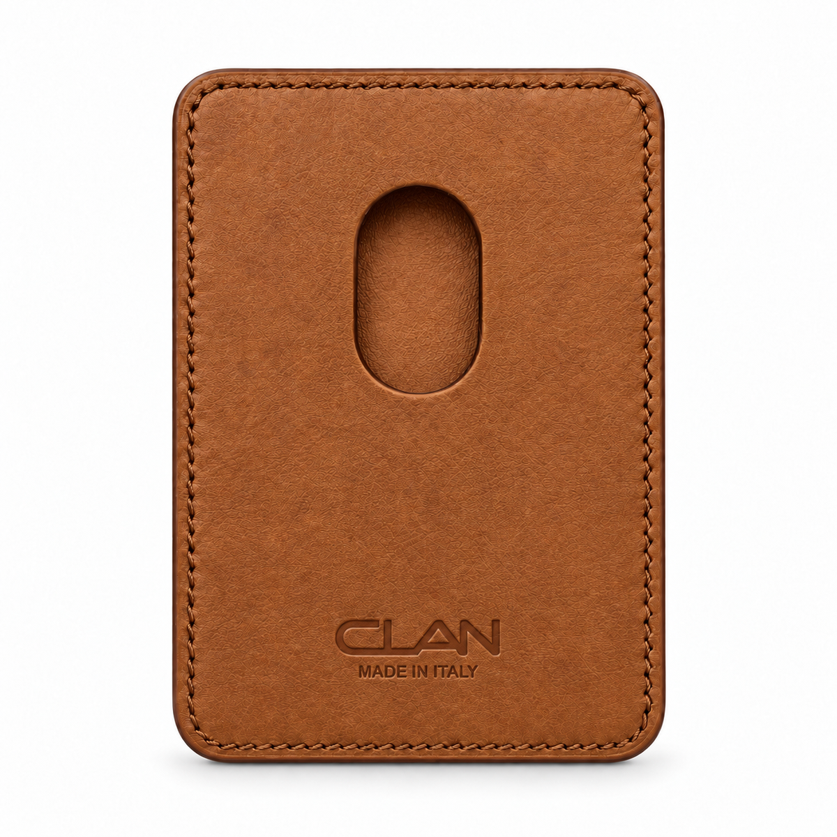 CLAN MagSafe Double Pocket card holder — alligator and matching smooth calfskin — Light Brown — back