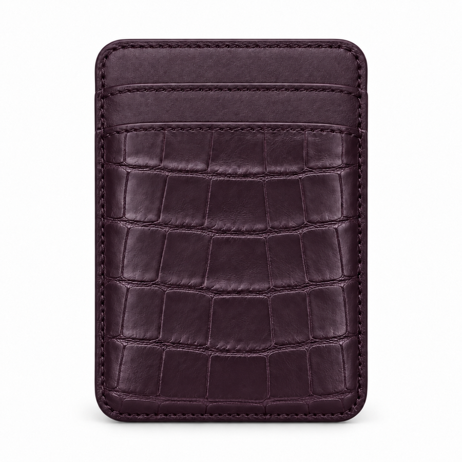 MagSafe Card Holder — Double Pocket — Alligator — Purple