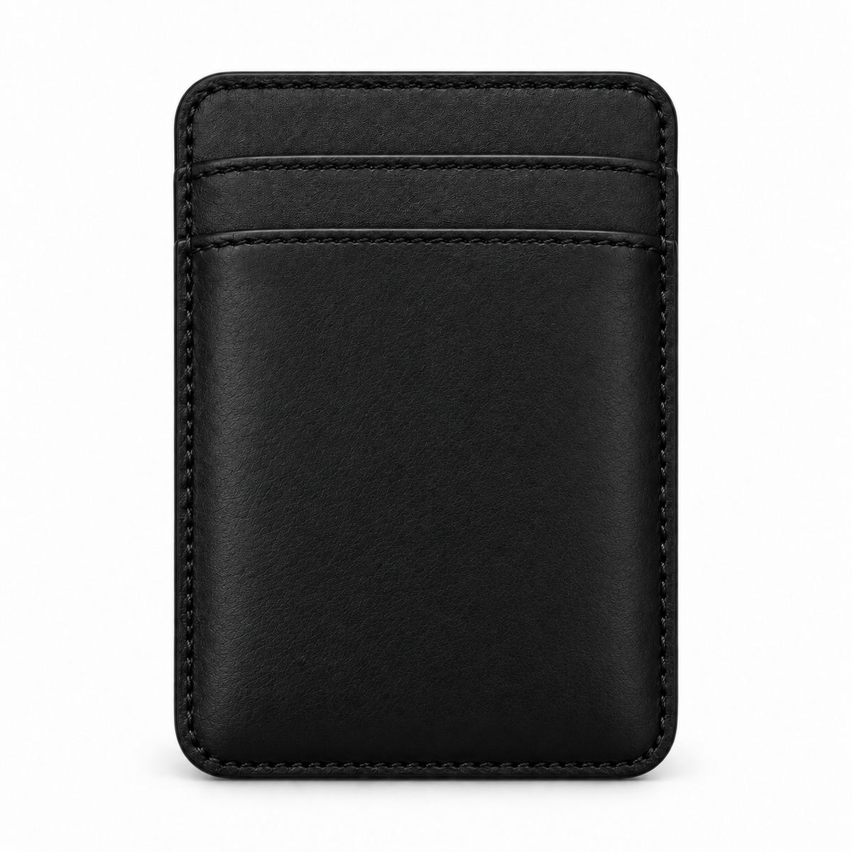 CLAN MagSafe Double Pocket card holder — smooth calfskin — Black — front