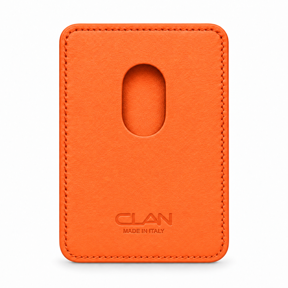 CLAN MagSafe Double Pocket card holder — smooth calfskin — Orange — back