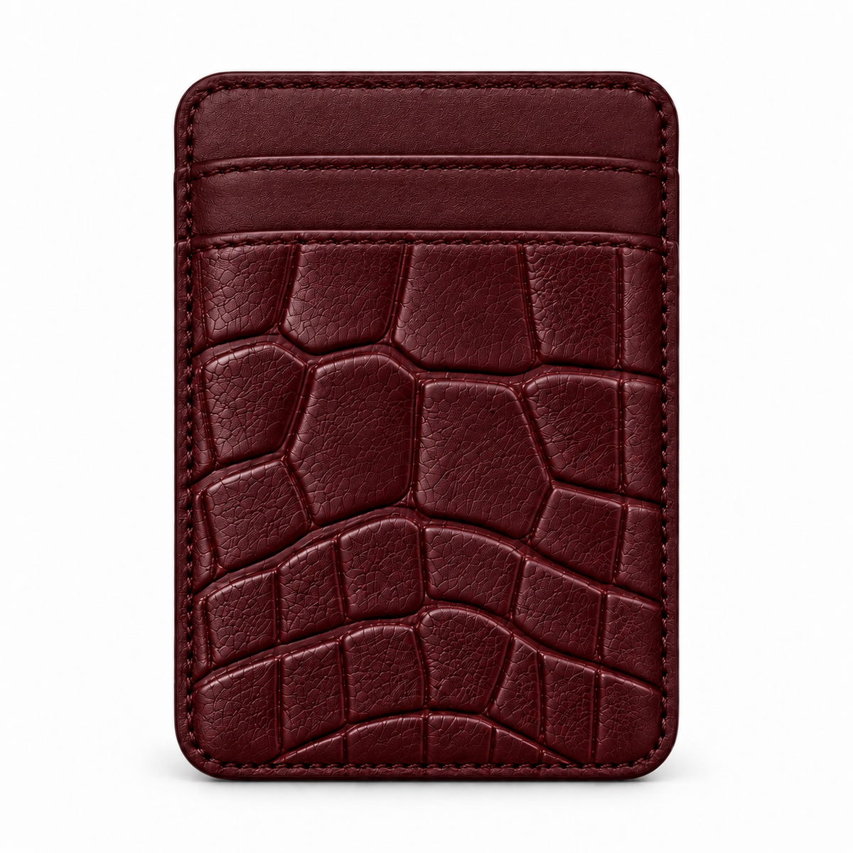 Tarjeteros MagSafe — Double Pocket — Ternera grabada cocodrilo — Burdeos