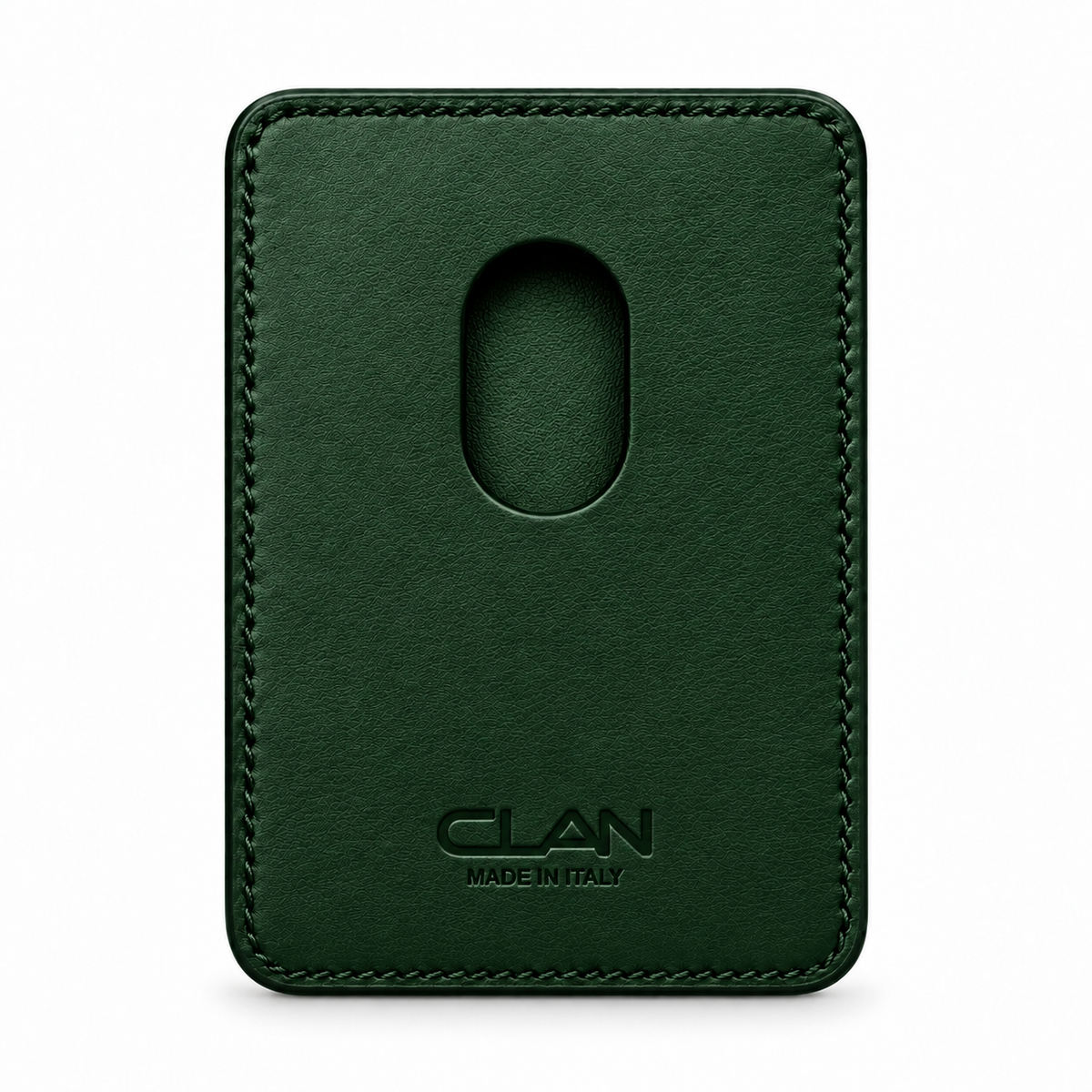 MagSafe Card Holder — Double Pocket — Crocodile Embossed Calfskin — Dark Green