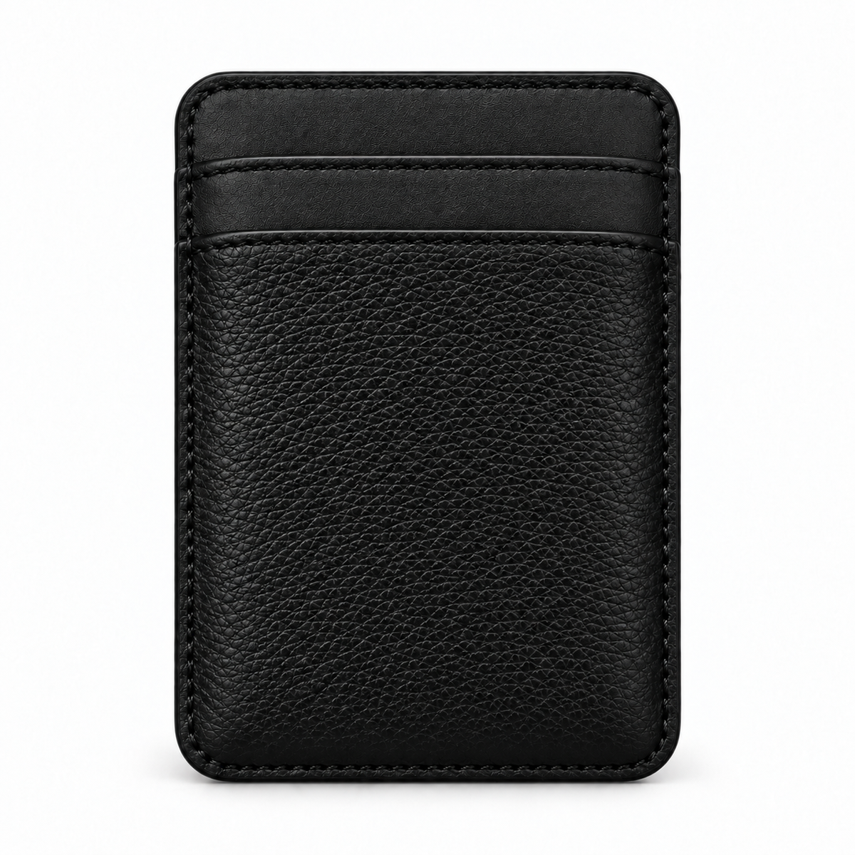 Porte-cartes MagSafe — Deux poches droites — Veau grainé — Noir