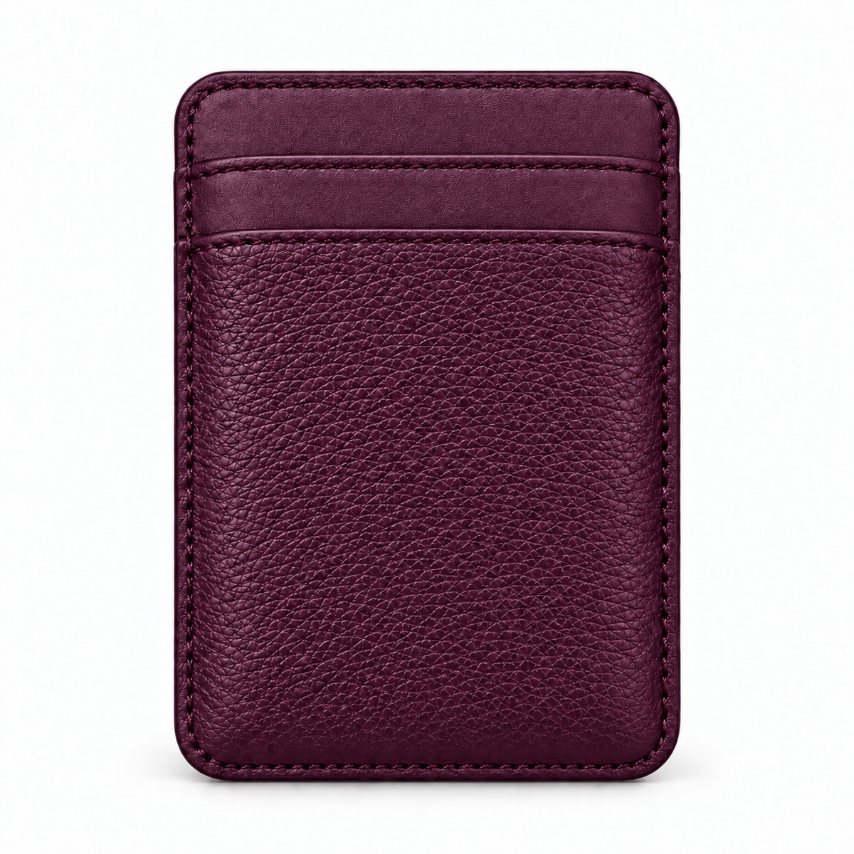 MagSafe Card Holder — Double Pocket — Grained Calfskin — Purple