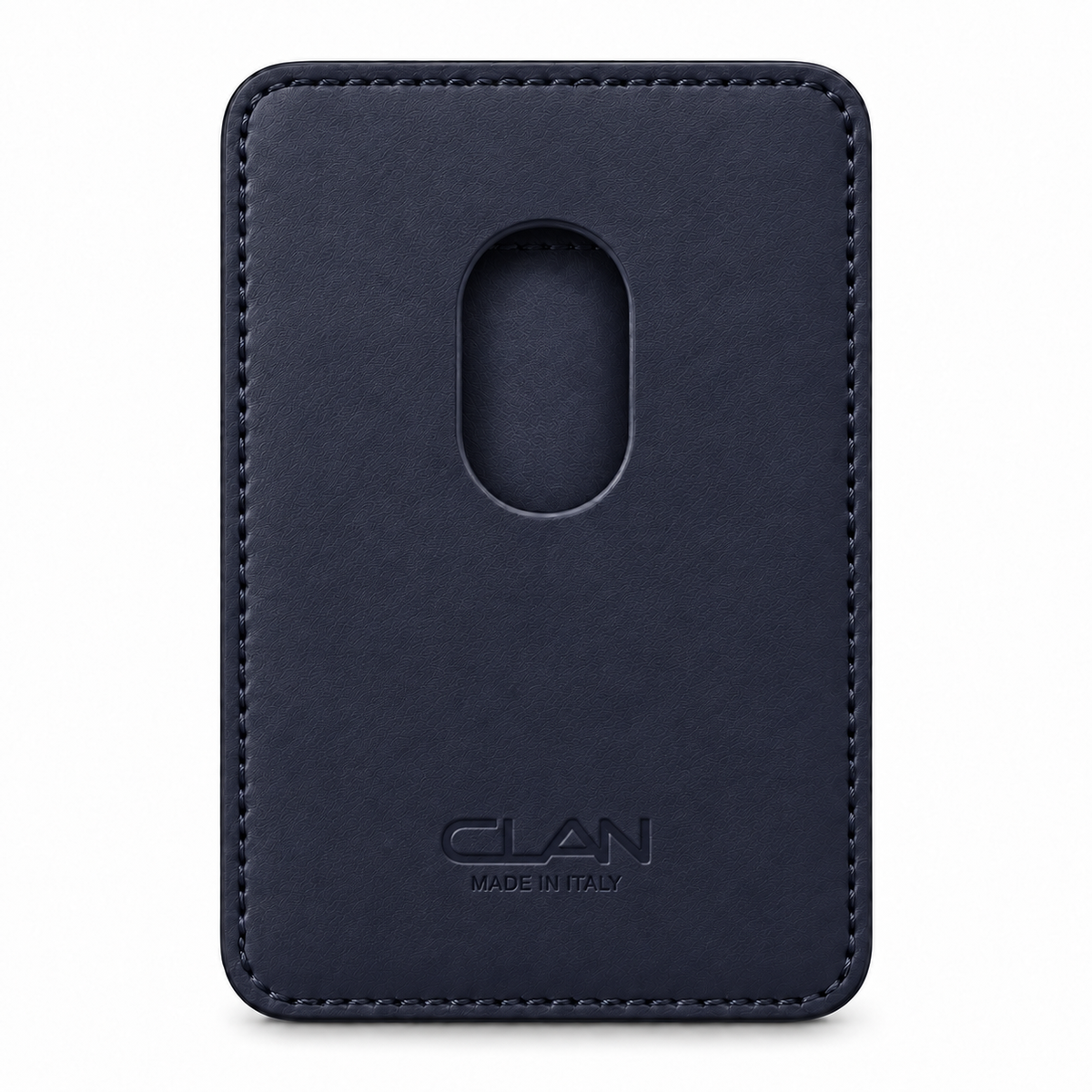 CLAN MagSafe Single Pocket card holder — alligator and matching smooth calfskin — Blue — back