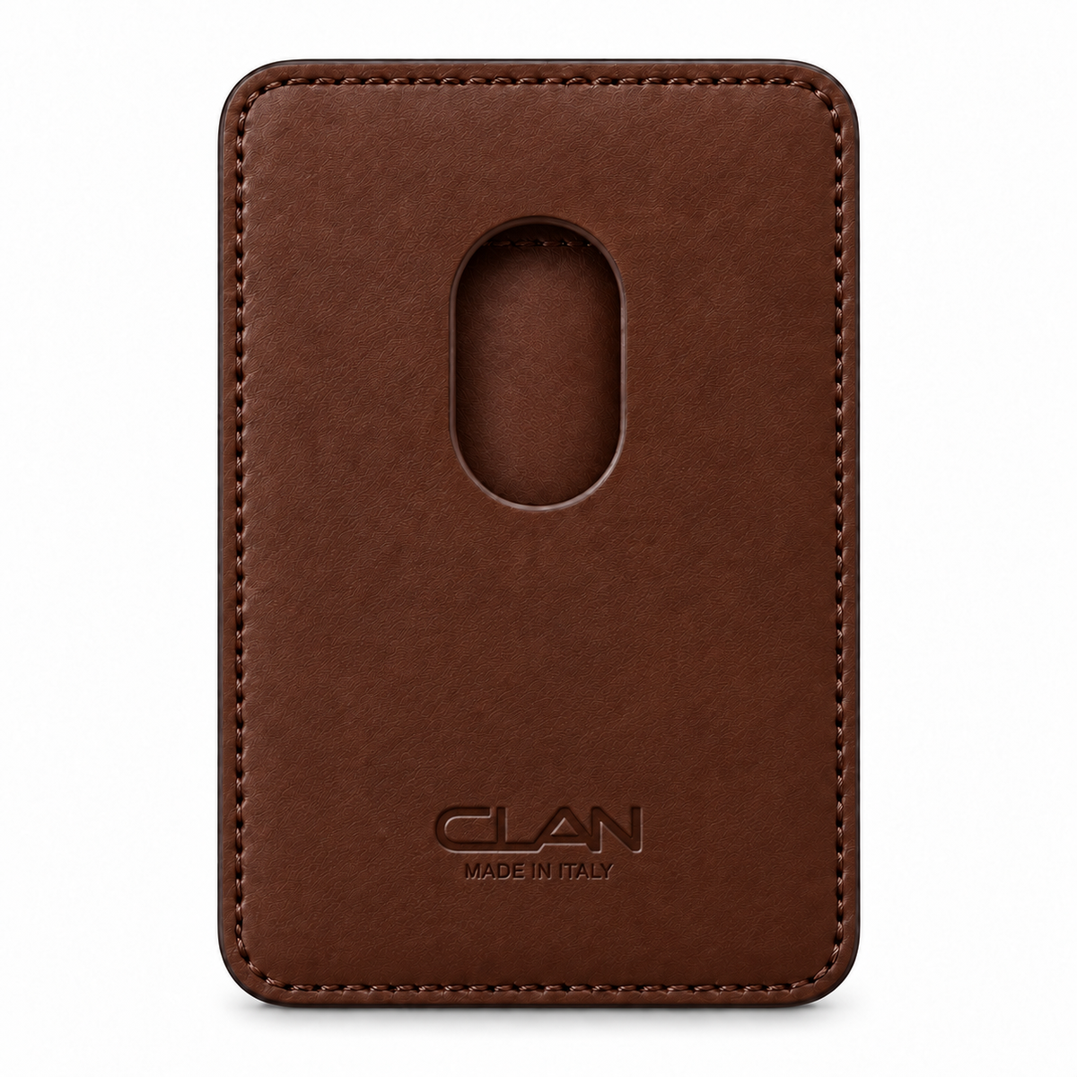 CLAN MagSafe Single Pocket card holder — alligator and matching smooth calfskin — Brown — back