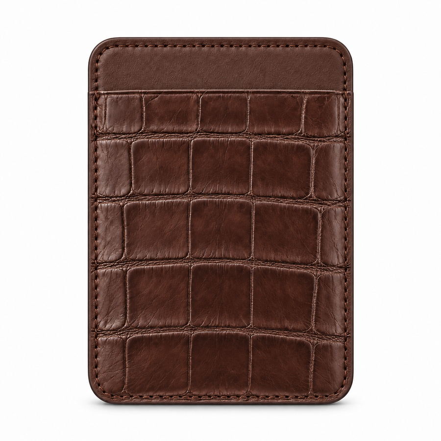 MagSafe-Kartenetui — Single Pocket — Alligatorleder — Braun