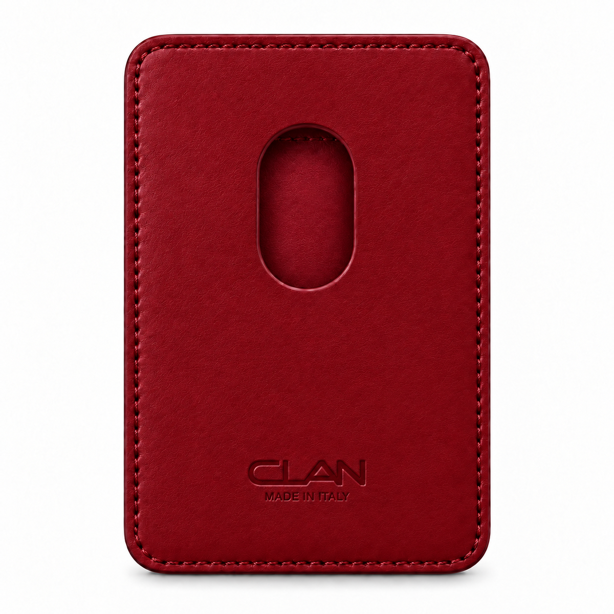 CLAN MagSafe Single Pocket card holder — alligator and matching smooth calfskin — Cherry Red — back