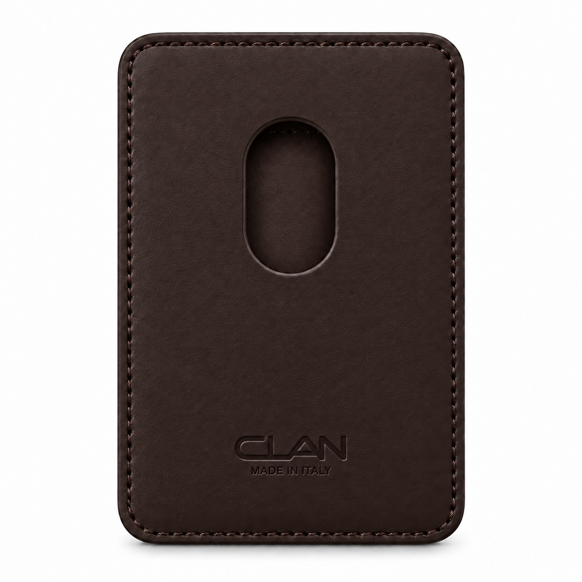 CLAN MagSafe Single Pocket card holder — alligator and matching smooth calfskin — Dark Brown — back