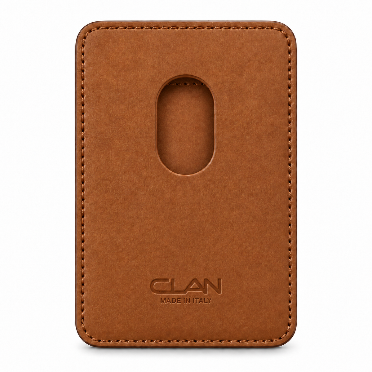 CLAN MagSafe Single Pocket card holder — alligator and matching smooth calfskin — Light Brown — back