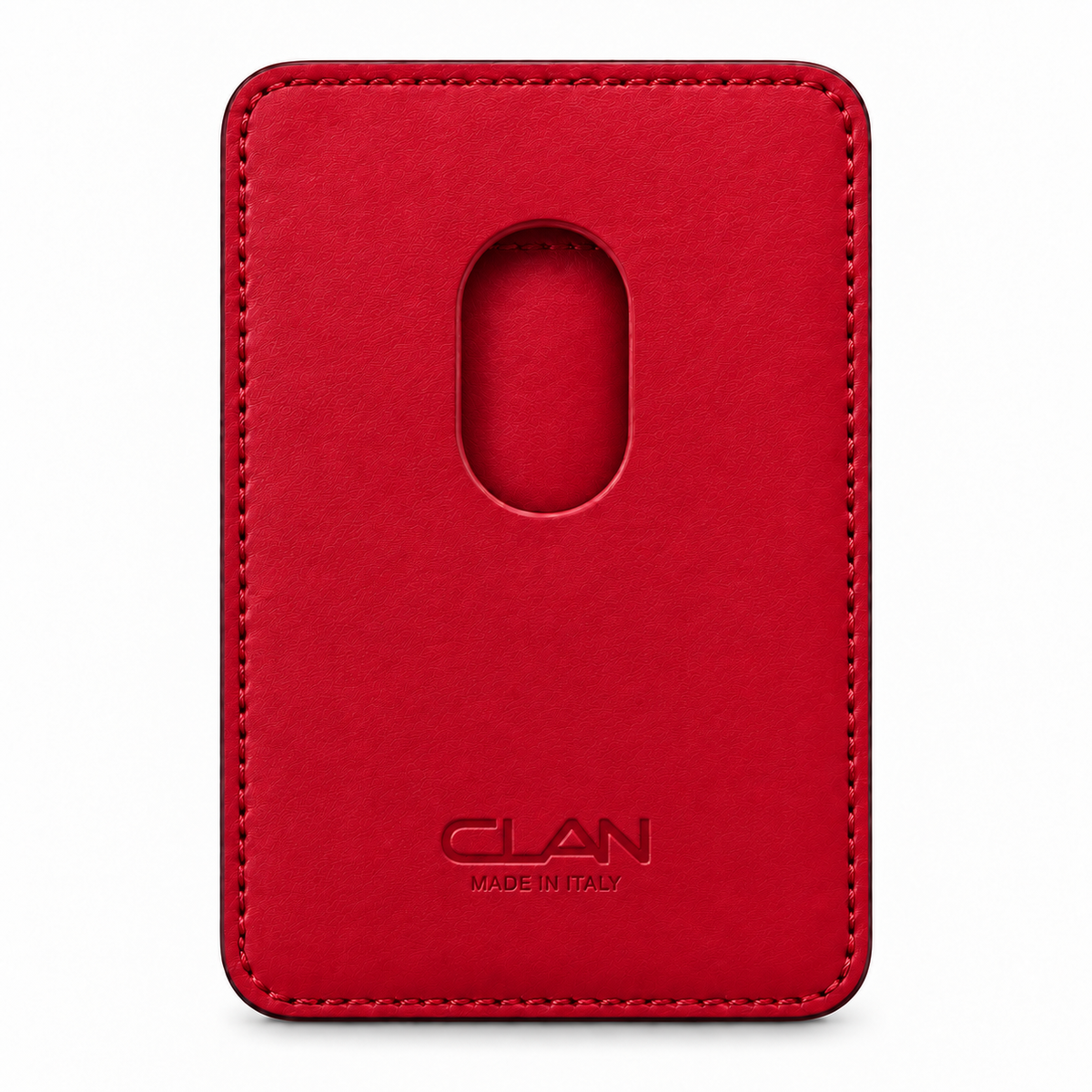 CLAN MagSafe Single Pocket card holder — alligator and matching smooth calfskin — Red — back
