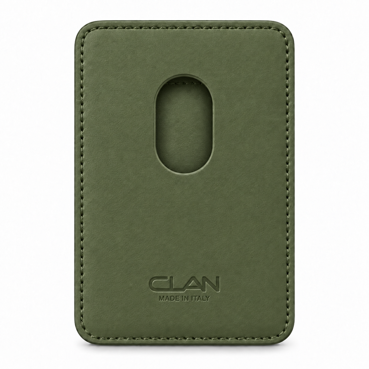 CLAN MagSafe Single Pocket card holder — smooth calfskin — Green — back