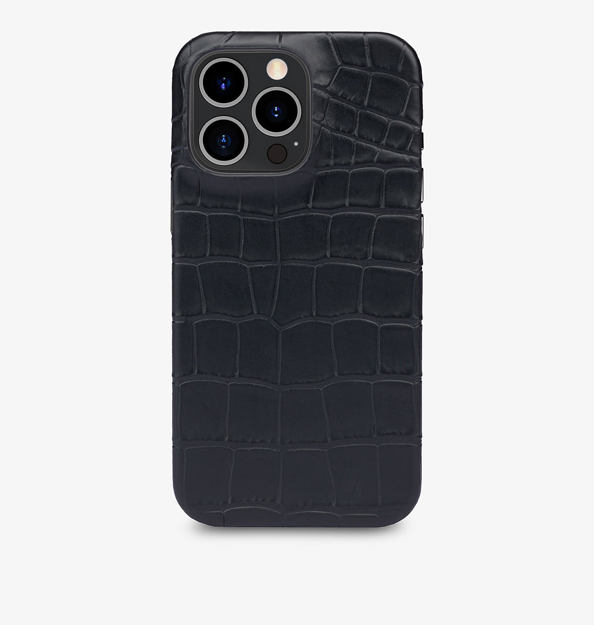 iPhone 14 Pro Max — Vitello stampato coccodrillo — Nero lucido — Visualizza immagine 1